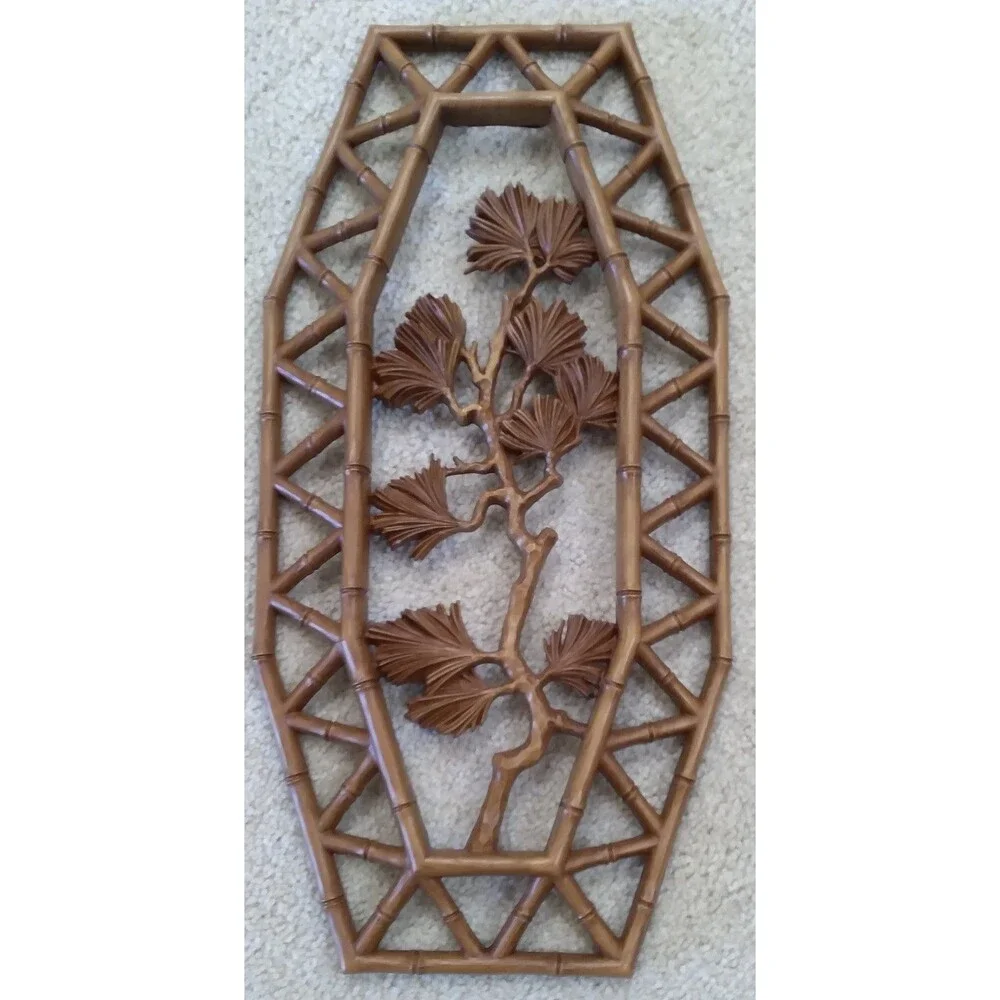 Homco Bamboo Flower Wall Plaques/Wall Hangings